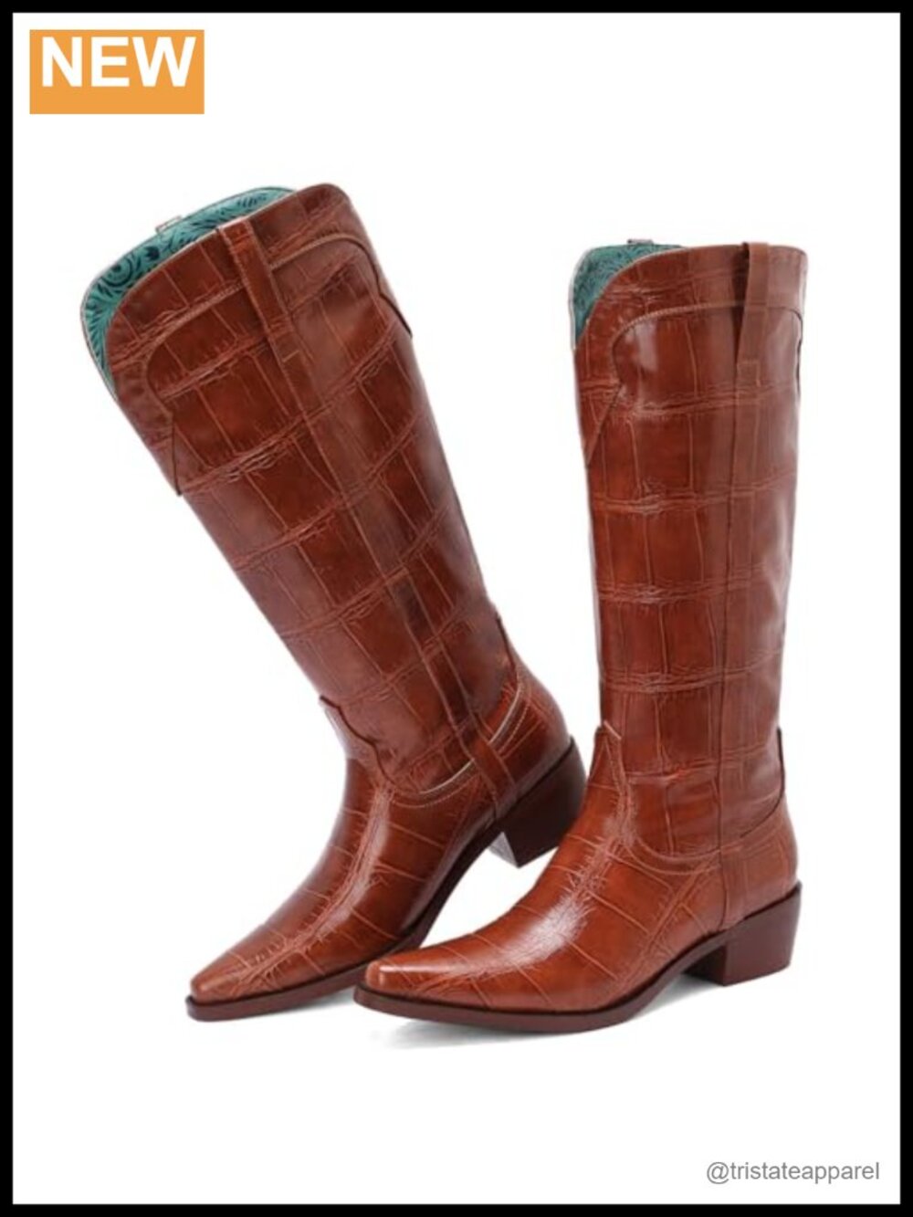 Wide Calf Knee High Cowboy Boots Women Faux Leather Western Cowgirl Pull On